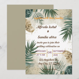 summer beach palm tree tropical watercolor wedding invitation