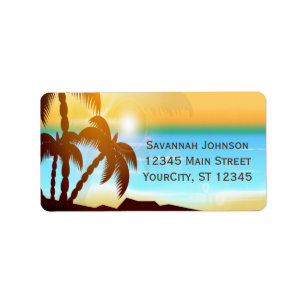 Summer Beach Palm Trees Custom Address Labels