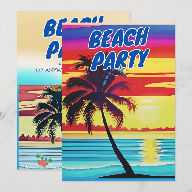 SUMMER BEACH PARTY INVITATION (Front/Back)