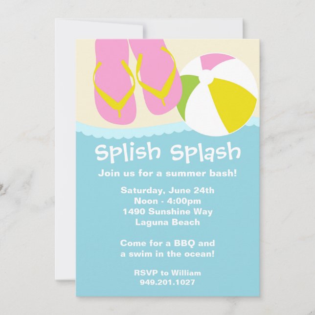 Summer Beach Party Invitation (Front)