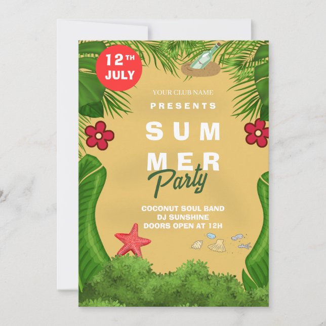 Summer Beach Party Invitation (Front)