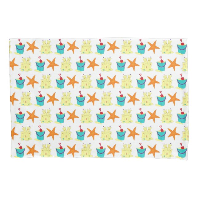 Summer Beach Party Sandcastle Starfish Pail Shovel Pillowcase (Front)