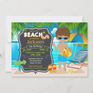Summer Beach Party Tropical Boy Birthday Invitation