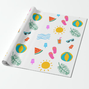Summer Beach Pattern Birthday Wrapping Paper