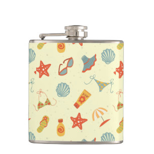 Summer Beach Pattern Hip Flask