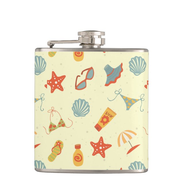 Summer Beach Pattern Hip Flask (Front)