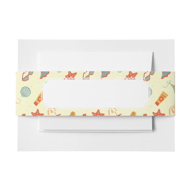 Summer Beach Pattern Invitation Belly Band (Front Example)
