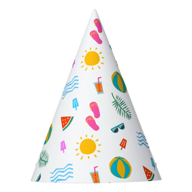 Summer Beach Pattern Party Hats (Front)