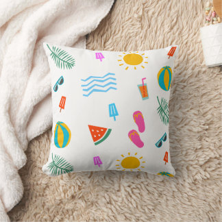 Summer Beach Pattern Throw Pillow