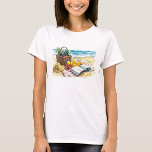 Summer Beach Picnic Watercolor Illustration – Vibr T-Shirt