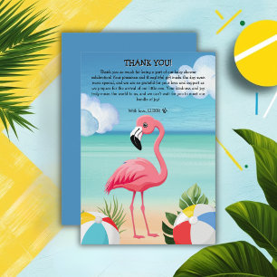 Summer Beach Pink Flamingo Baby Shower Thank You Card
