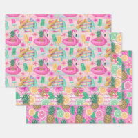 Summer Beach Pink Flamingos Pineapples Lemons