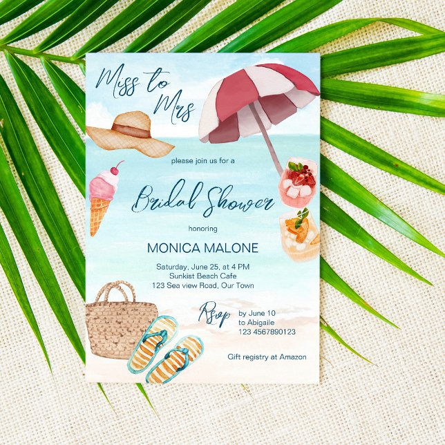 Summer beach pool tropical bridal shower  invitation (Creator Uploaded)