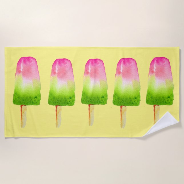 Summer Beach Popsicle fruit ice-block Beach Towel (Front)
