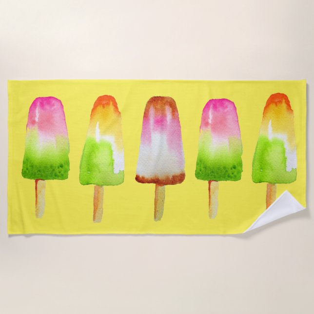 Summer Beach Popsicle fruit ice-block Beach Towel (Front)