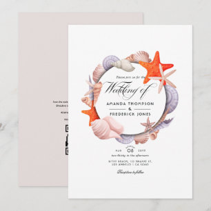 Summer Beach QR Code RSVP Wedding Invitation