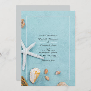 Summer Beach QR Code RSVP Wedding Invitation