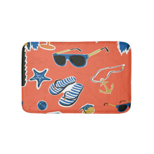 Summer Beach: Relaxing Seamless Pattern. Bath Mat