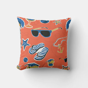 Summer Beach: Relaxing Seamless Pattern. Cushion
