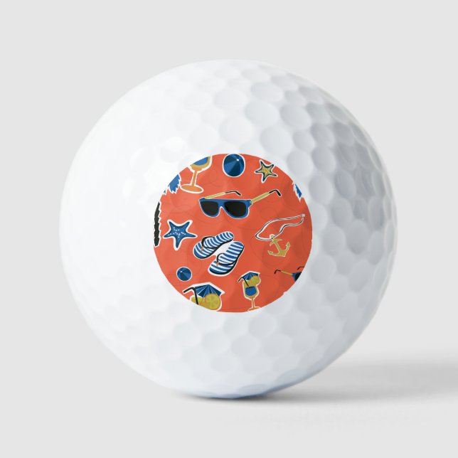 Summer Beach: Relaxing Seamless Pattern. Golf Balls (Front)