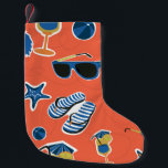 Summer Beach: Relaxing Seamless Pattern. Small Christmas Stocking<br><div class="desc">pattern summer beach
Summer's song echoes in the beachy pattern. Sun-soaked paradise dances in this vivid decor.
Summer beach joy in vibrant pattern. Sun,  sea & relaxation in every detail.
pattern,   summer,   sun,   background,   illustration,   decor,   beach,   travel,   nature,   sea,   star,   seamless,   blue,   ocean,   tropical,   cocktail,   vacation,   sunglasses,   holiday,   palm</div>