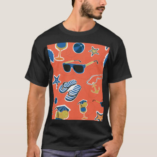 Summer Beach: Relaxing Seamless Pattern. T-Shirt