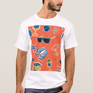 Summer Beach: Relaxing Seamless Pattern. T-Shirt