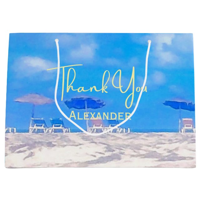 Summer Beach Retirement Thank You Large Gift Bag (Front)
