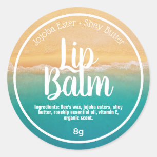 Summer Beach Sand Water Lip Balm Pot Labels