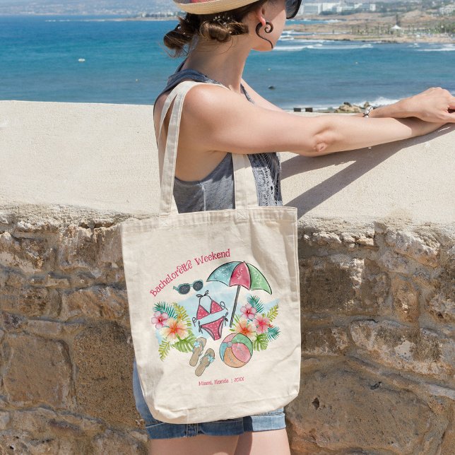 Summer Beach Scene Bachelorette Weekend Tote Bag (Creator Uploaded)