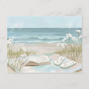 Summer Beach Scene Coastal Art Postcard
