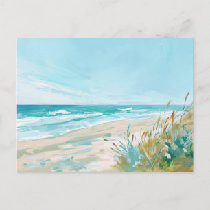 Summer Beach Scene Coastal Art Postcard
