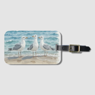 Summer Beach Scene Ocean Beach Water Seagulls Luggage Tag