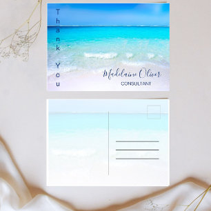 Summer Beach Scene Ocean Blue Thank You Postcard