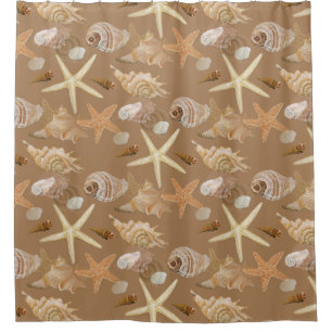 Summer Beach Seashell Collection Watercolor Art Shower Curtain