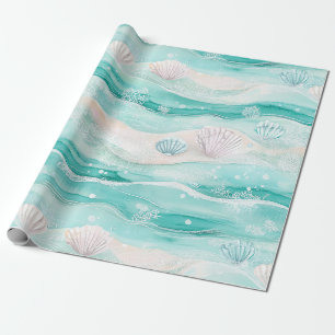Summer Beach Seashell Pattern Wrapping Paper