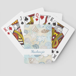 Summer Beach Seashells Personalized Playing Cards