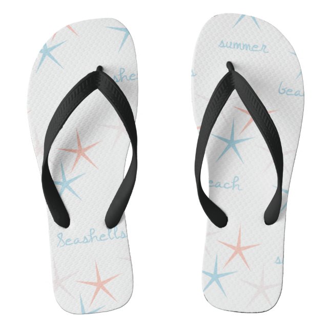 Summer Beach Seashells Starfish Flip Flops (Footbed)