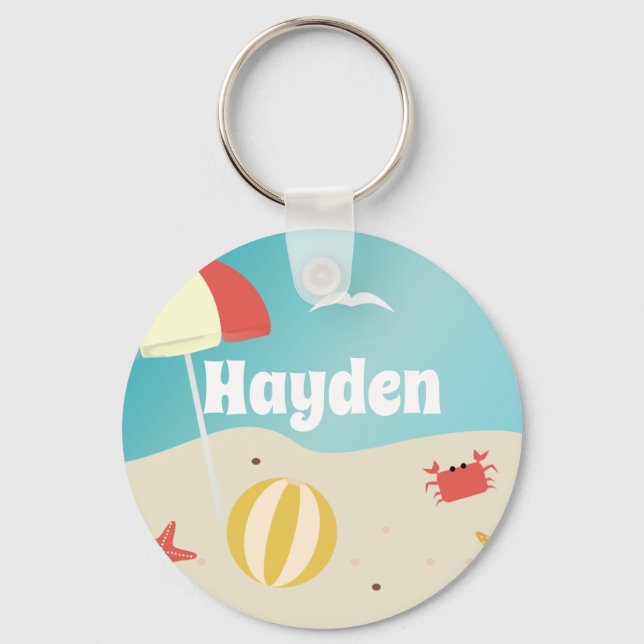 Summer Beach Seaside Holiday Personalised Key Ring (Front)