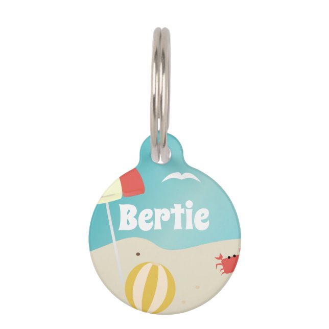 Summer Beach Seaside Holiday Personalised Pet Tag (Front)