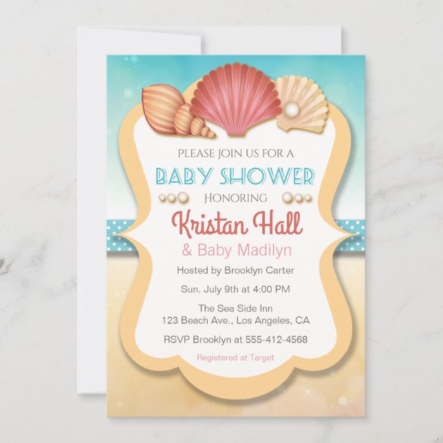 Summer Beach Shell Baby Shower Invitation (Front)