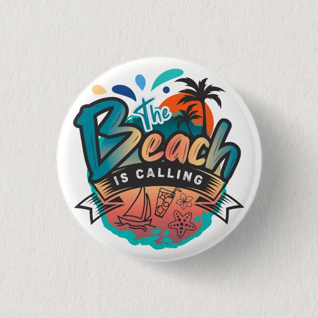 Summer & Beach Sublimation  3 Cm Round Badge (Front)