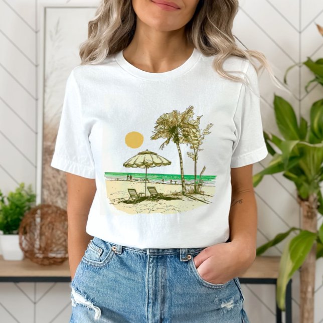 Summer Beach Sun Palm Tree Umbrella T-Shirt (Creator Uploaded)