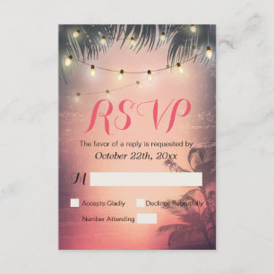 Summer Beach Sunset & String Light RSVP Reply Card