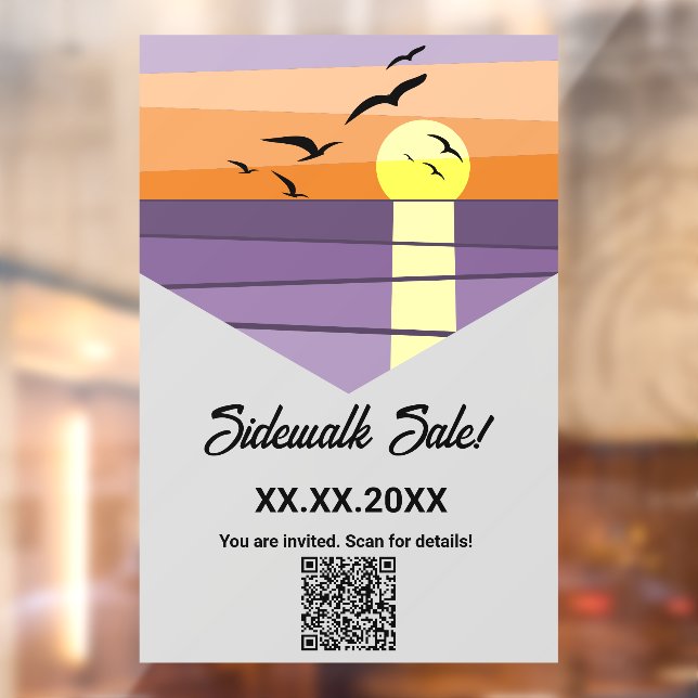 Summer Beach Sunset Stylised Event QR code Window Cling (Sheet 2)