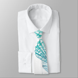 summer beach teal blue watercolor mermaid seashell tie