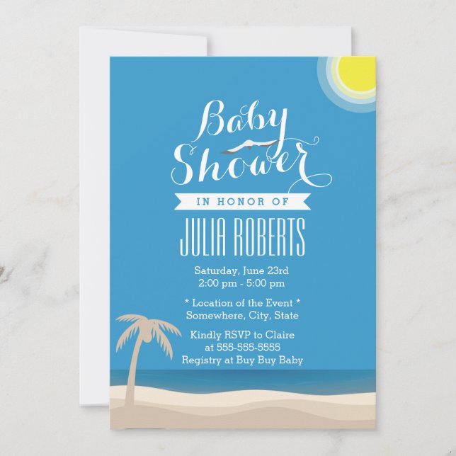 Summer Beach Theme Baby Shower Invitations (Front)