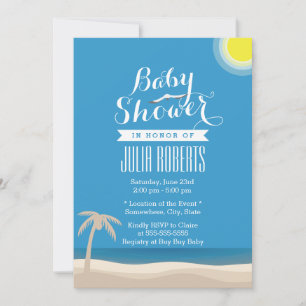 Summer Beach Theme Baby Shower Invitations