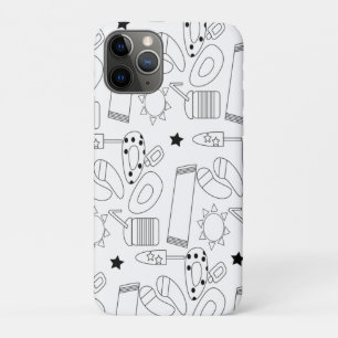 Summer Beach Theme Outlines Pattern iPhone 11 Pro Case