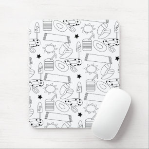 Summer Beach Theme Outlines Pattern  Mouse Mat
